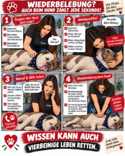 Wiederbelebung? Auch beim Hund zählt jede Sekunde!

Wir sprechen in dieser Woche viel darüber, wie wichtig schnelles Handeln bei einem Kreislaufstillstand ist. Aber was ist eigentlich, wenn plötzlich der eigene Hund leblos vor einem liegt?

Für viele von uns sind unsere Vierbeiner Familienmitglieder. Umso wichtiger ist es, auch bei ihnen im Notfall zu wissen, was zu tun ist.

Reagiert der Hund nicht mehr?
👉 Bewusstsein und Atmung kontrollieren
👉 Keine normale Atmung? Sofort handeln
👉 Tierarzt oder Tierklinik kontaktieren und Hilfe organisieren
👉 Bei einem Kreislaufstillstand mit der Wiederbelebung beginnen

Wichtig: Die Wiederbelebung beim Hund unterscheidet sich von der beim Menschen. Die richtige Vorgehensweise hängt unter anderem von Größe und Körperbau des Hundes ab.

Und genau deshalb sollte man Erste Hilfe am Hund am besten lernen, bevor man sie braucht.

🐕 Nächster Kurs: Erste Hilfe am Hund
📅 22. November 2026
⏰ 09:00–14:00 Uhr

Hier lernst du, wie du in typischen Notfallsituationen richtig reagierst und deinem Vierbeiner im entscheidenden Moment helfen kannst.

Denn im Ernstfall möchten wir nicht überlegen müssen:
„Was mache ich jetzt?“

Sondern wissen:
❤️ „Ich kann helfen.“

💬 Wüsstest du, was du tun musst, wenn dein Hund plötzlich nicht mehr reagiert?

#WocheDerWiederbelebung #ErsteHilfeAmHund #HundeErsteHilfe #Hundenotfall #Wiederbelebung #Reanimation #Hundeliebe #Tiernotfall #DerDozent