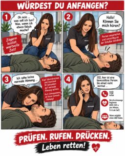 ❤️ Würdest du anfangen?
Plötzlich bricht jemand neben dir zusammen. Keine Reaktion. Keine normale Atmung.
Und dann kommt dieser Gedanke: „Was, wenn ich etwas falsch mache?“
Genau diese Unsicherheit kann wertvolle Zeit kosten. Bei einem Kreislaufstillstand zählt vor allem eines: HANDELN!
👉 Reaktion und Atmung prüfen
👉 112 rufen
👉 Herzdruckmassage beginnen
Du musst kein Profi sein, um zu helfen. Wichtig ist, dass du anfängst.
Prüfen. Rufen. Drücken. ❤️
#WocheDerWiederbelebung #Wiederbelebung #Reanimation #ErsteHilfe #Herzdruckmassage #112 #LebenRetten #DerDozent